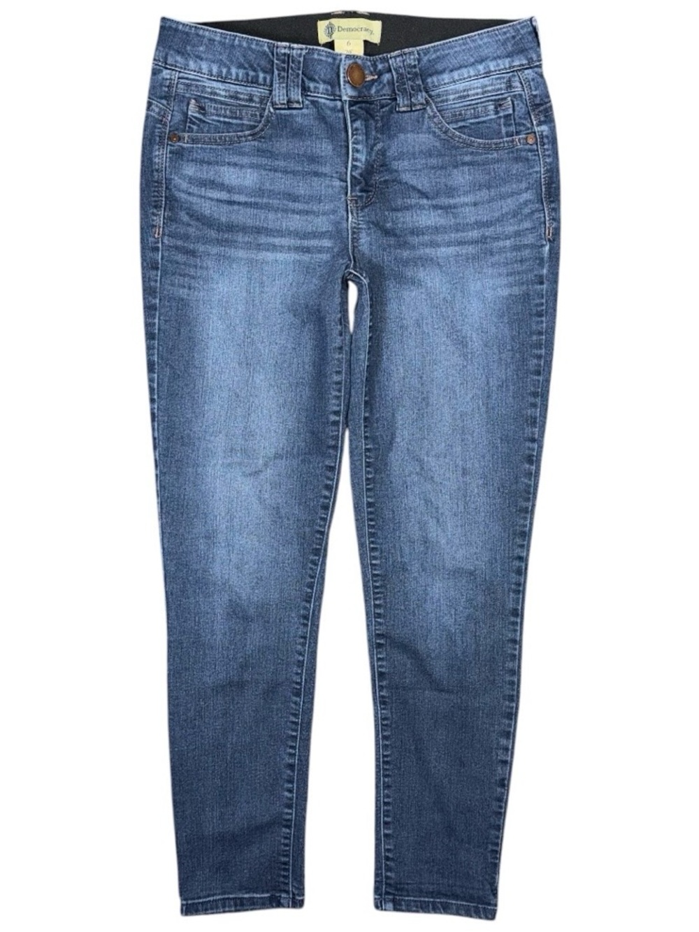 Democracy Ab Technology Jeans Women’s Sz 6 Mid Rise Blue Slimming Denim Stretch